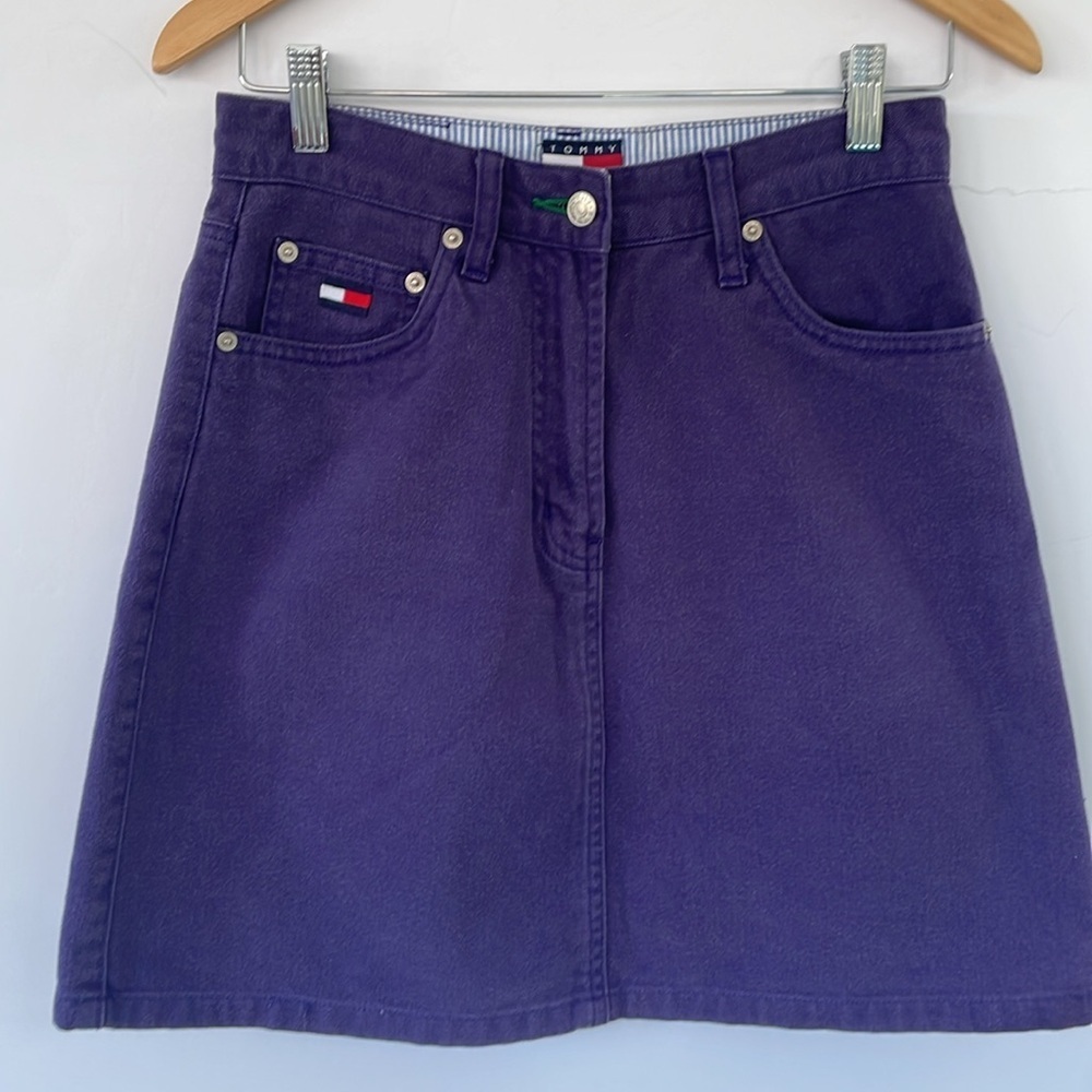 Tommy Hilfiger Vintage Women's Purple Denim Jean A-Line Skirt Size 6